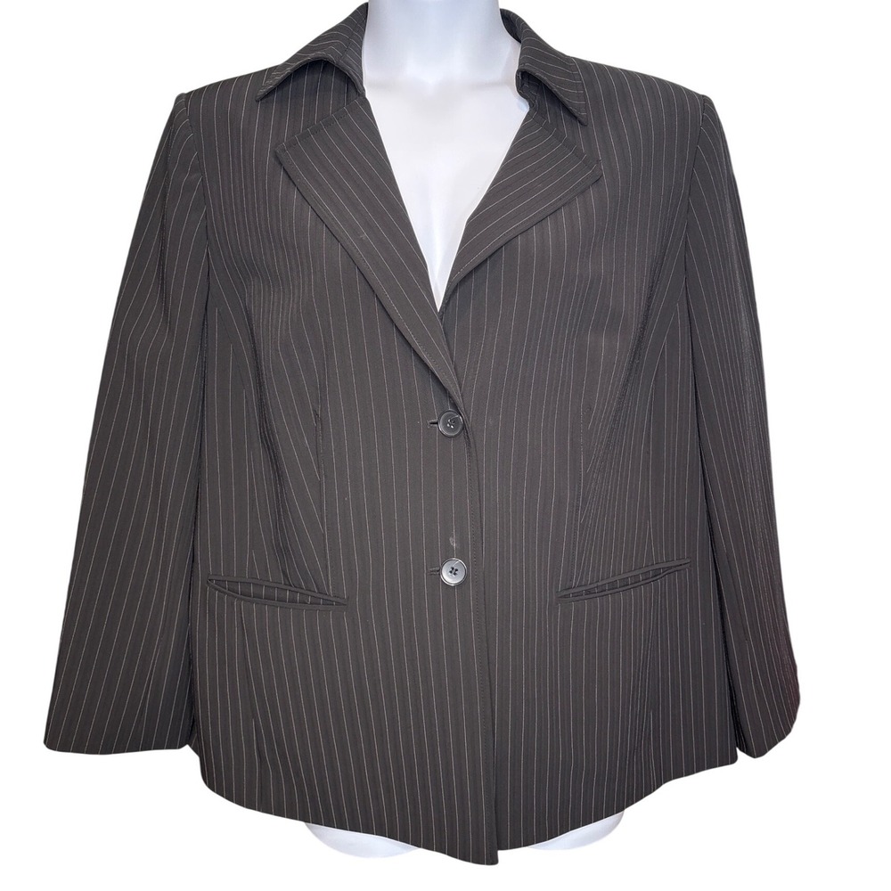 Women’s Pinstripe Blazer Jacket in Dark Brown